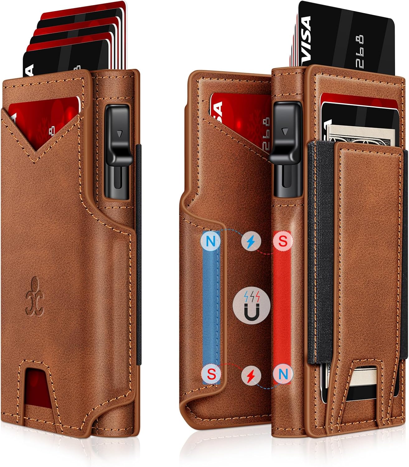 Slim Pop Up Card Holder Wallet for Men with RFID Blocking