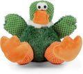 goDog Checkers Sitting Duck Squeaky Plush Dog Toy - Durable Cuddle