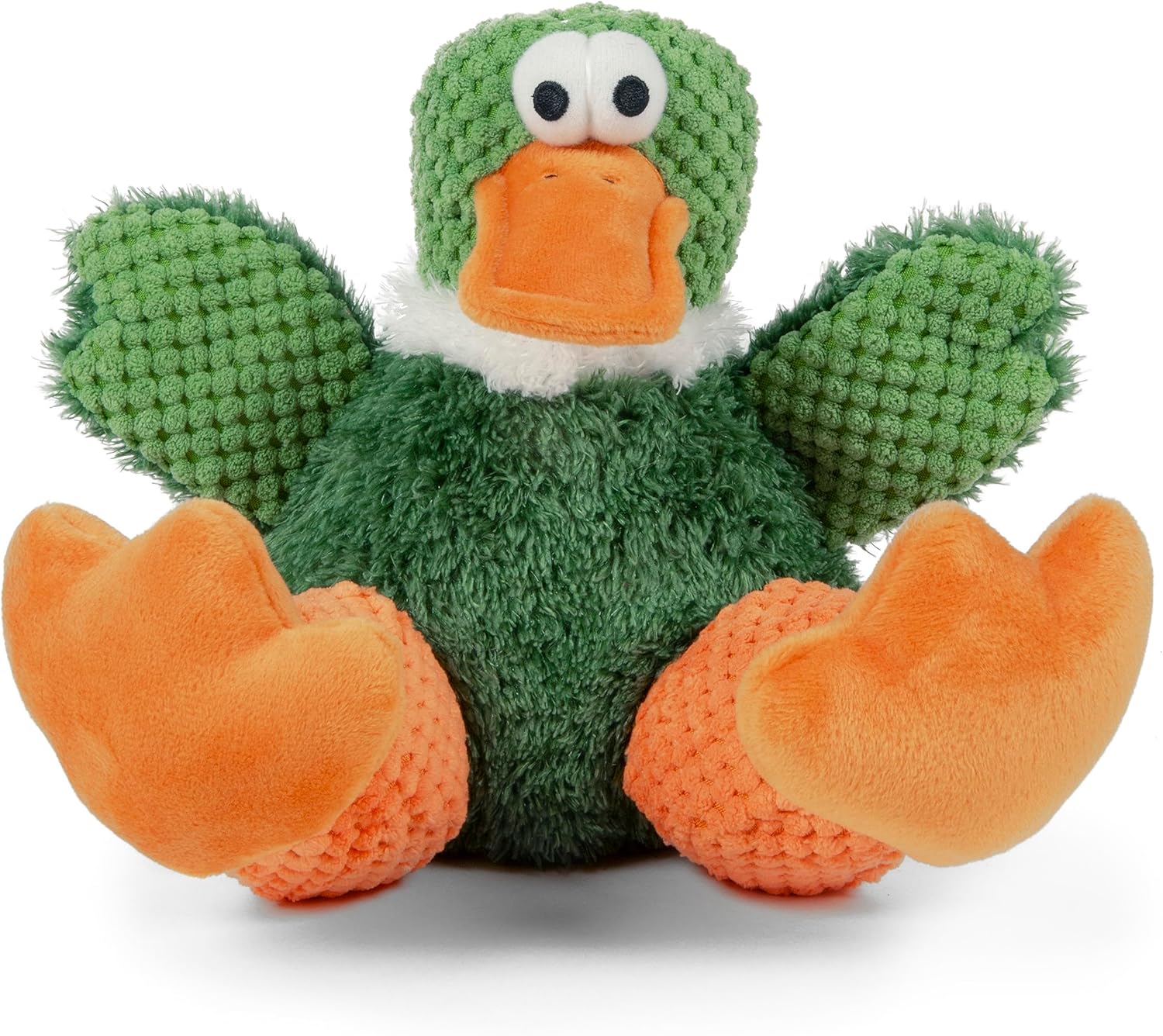goDog Chew Guard Sitting Duck Dog Toy - Durable Plush for Large Dogs
