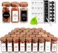 Churboro 48 Glass Spice Jars with Labels and Shaker Lids - Organized