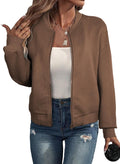 EVALESS Womens Bomber Jacket Coat Casual Stand Collar Zip Up Women's