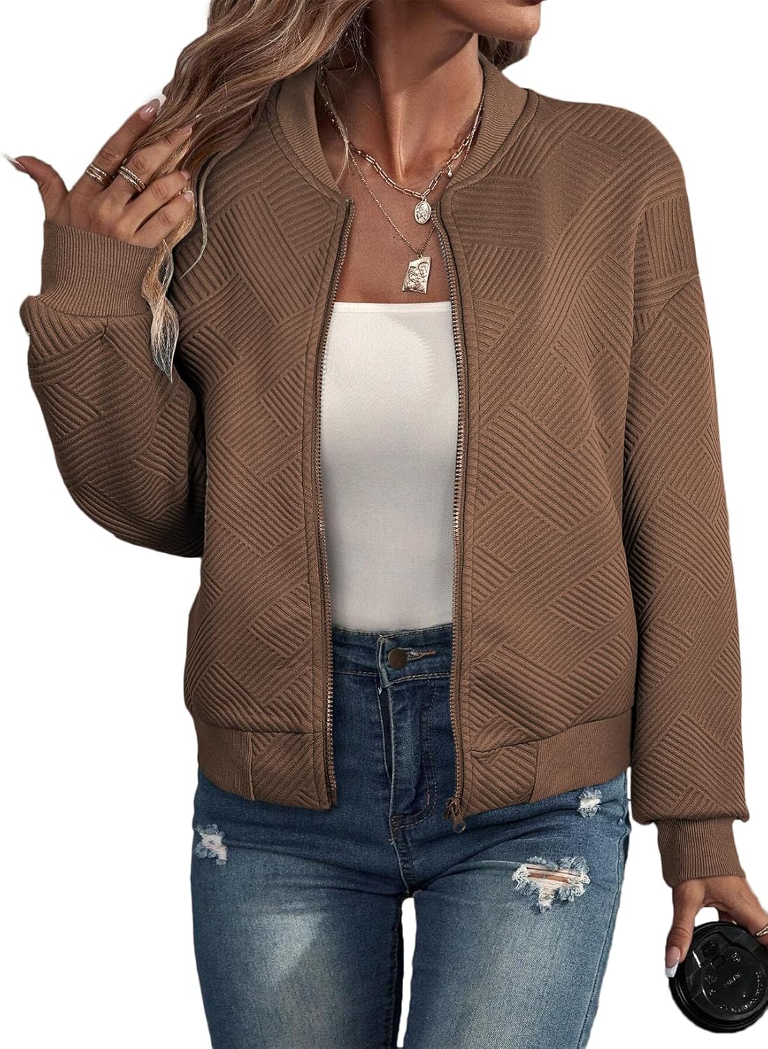Lightweight Bomber Jacket for Women - Casual Fall Fashion