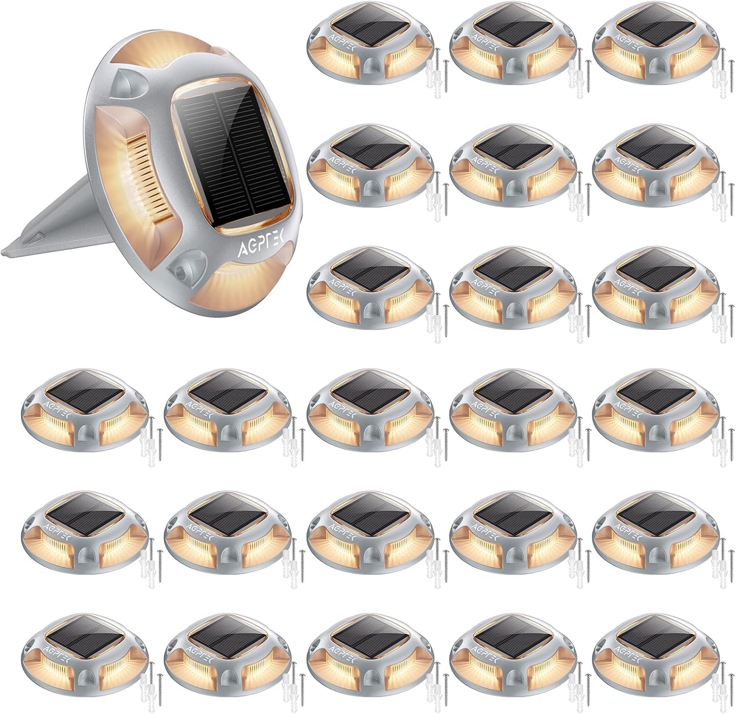 AGPTEK Solar Driveway Lights - 24 Pack Waterproof LED Security