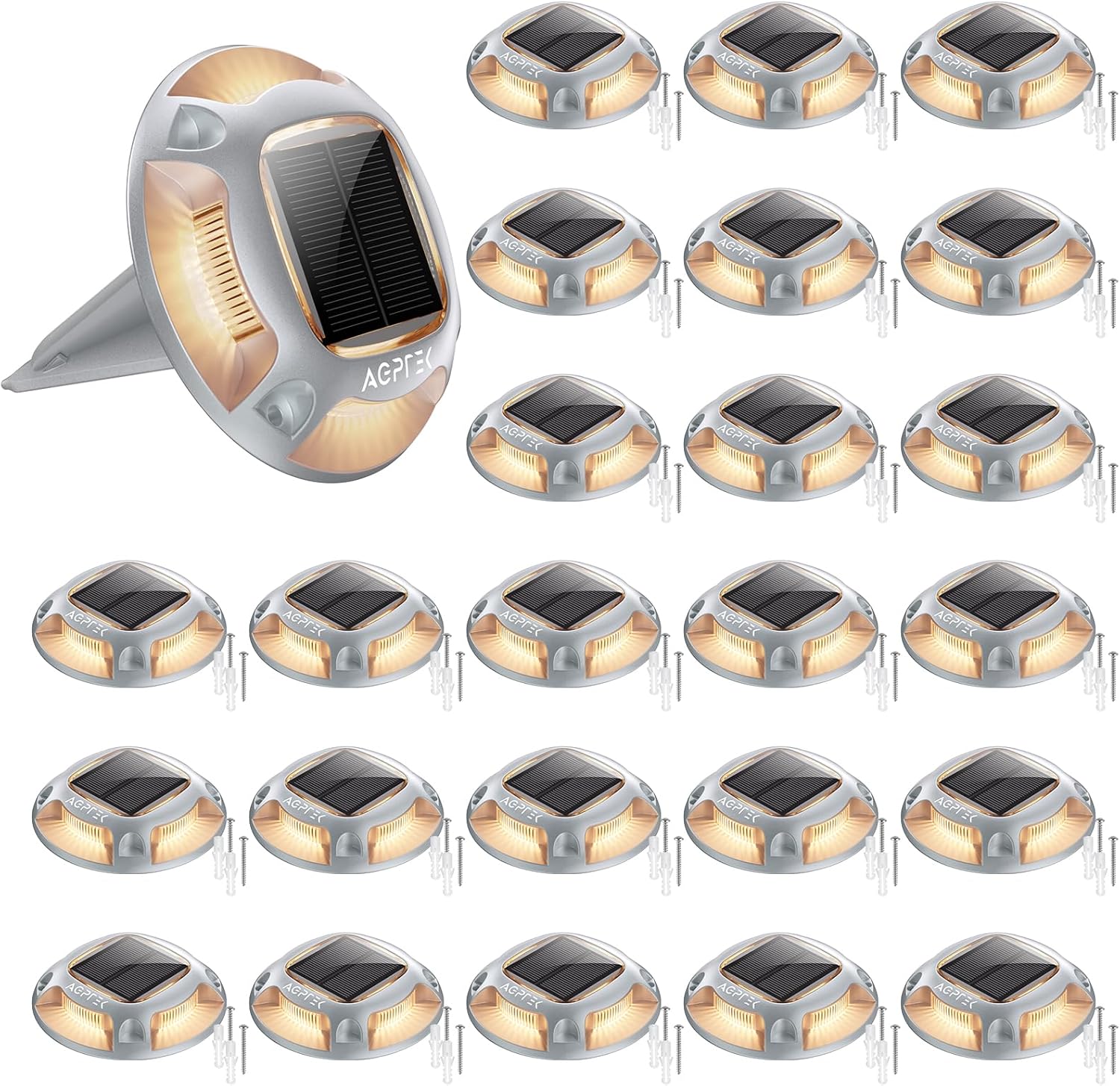 AGPTEK Solar Driveway Lights - 24 Pack Waterproof LED Security