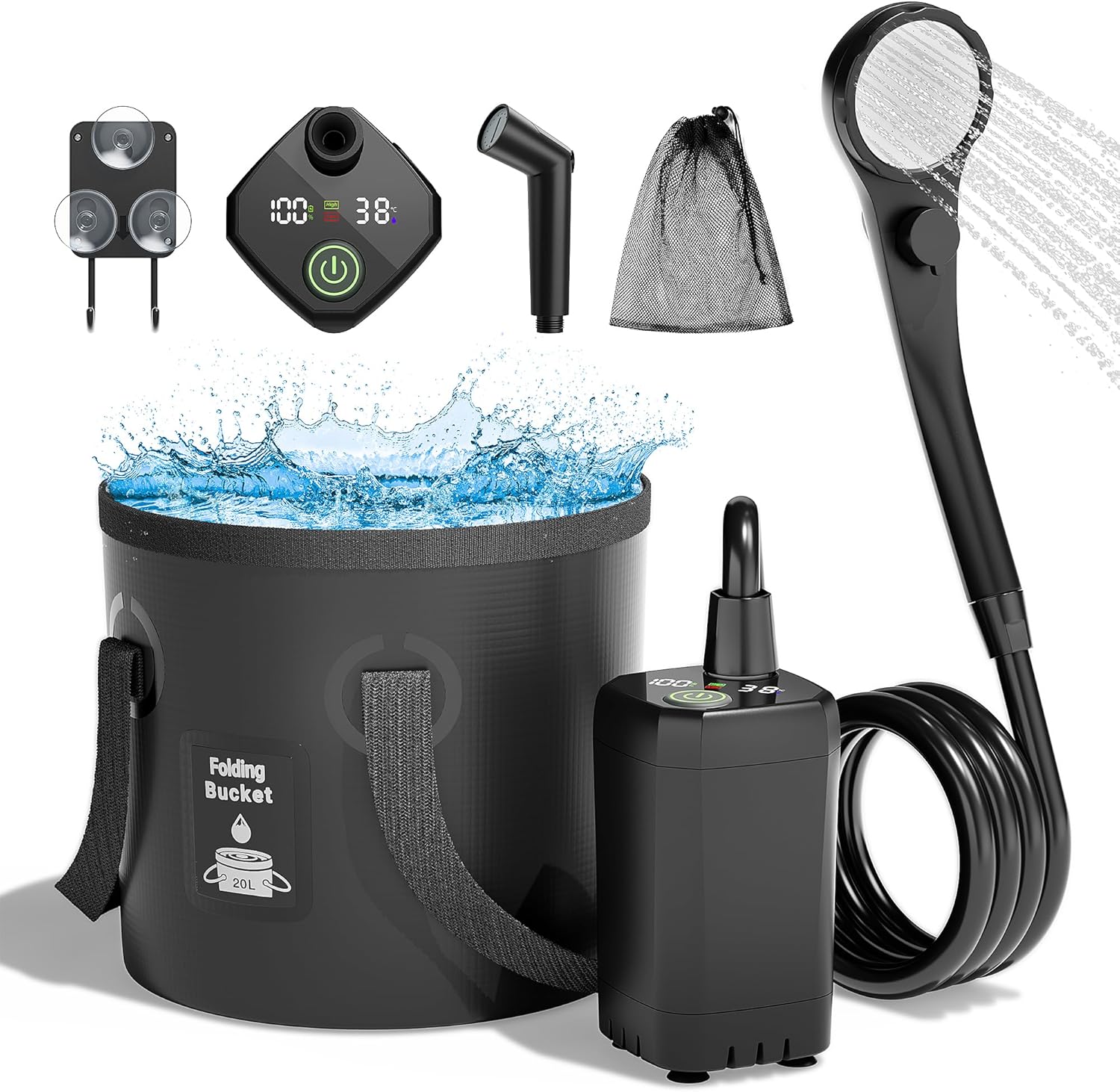 Portable Camping Shower with 6000mAh Battery for Outdoor Use