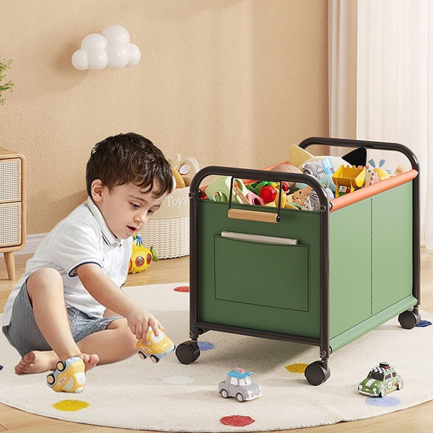 Children's Toy Organizer With Wheels for Playrooms and Bedrooms
