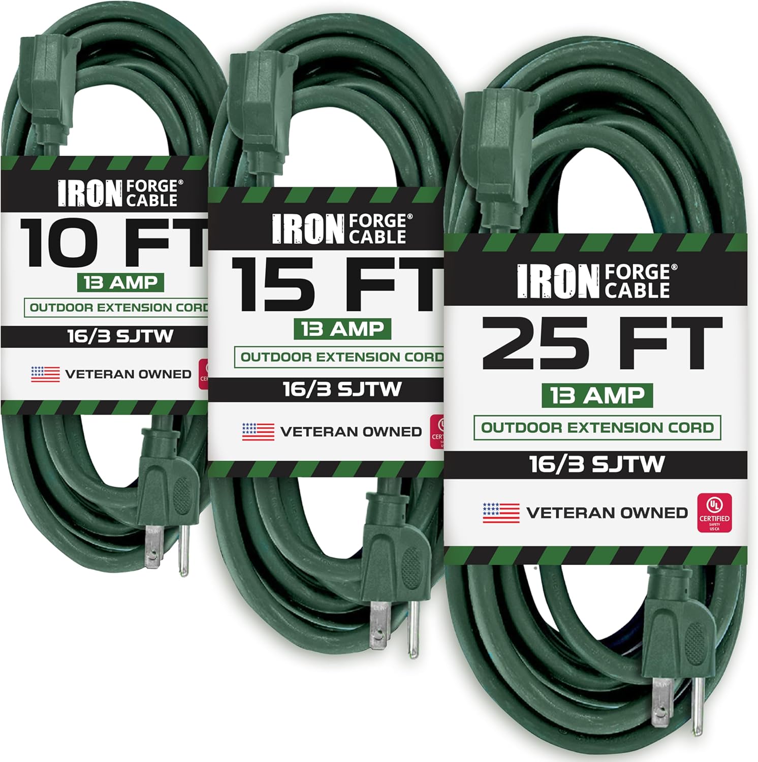 Iron Forge Cable Weatherproof Outdoor Extension Cord 3 Pack