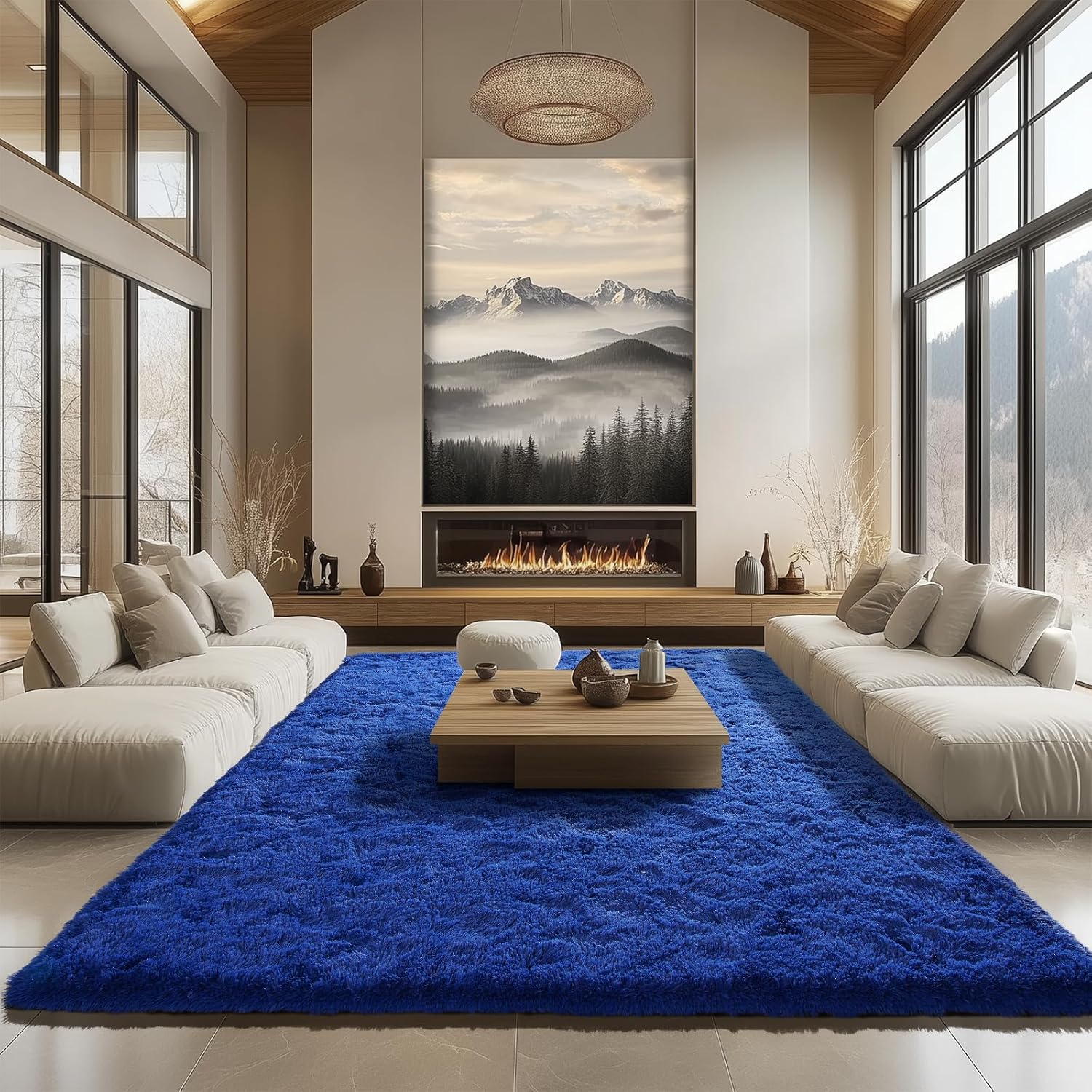 Zentavio Navy Blue Area Rugs for Living Room & Bedroom