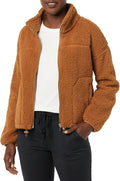 Women's Fleece Zip-Up Sherpa Jacket with Stand Neck - Cozy Layer Coats