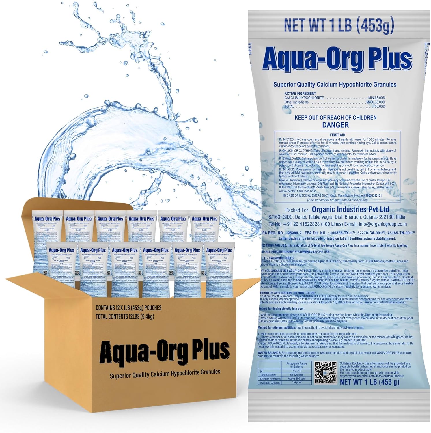 Pool Shock by Aqua Org Plus - 65% Granular Cal Hypo for Pools