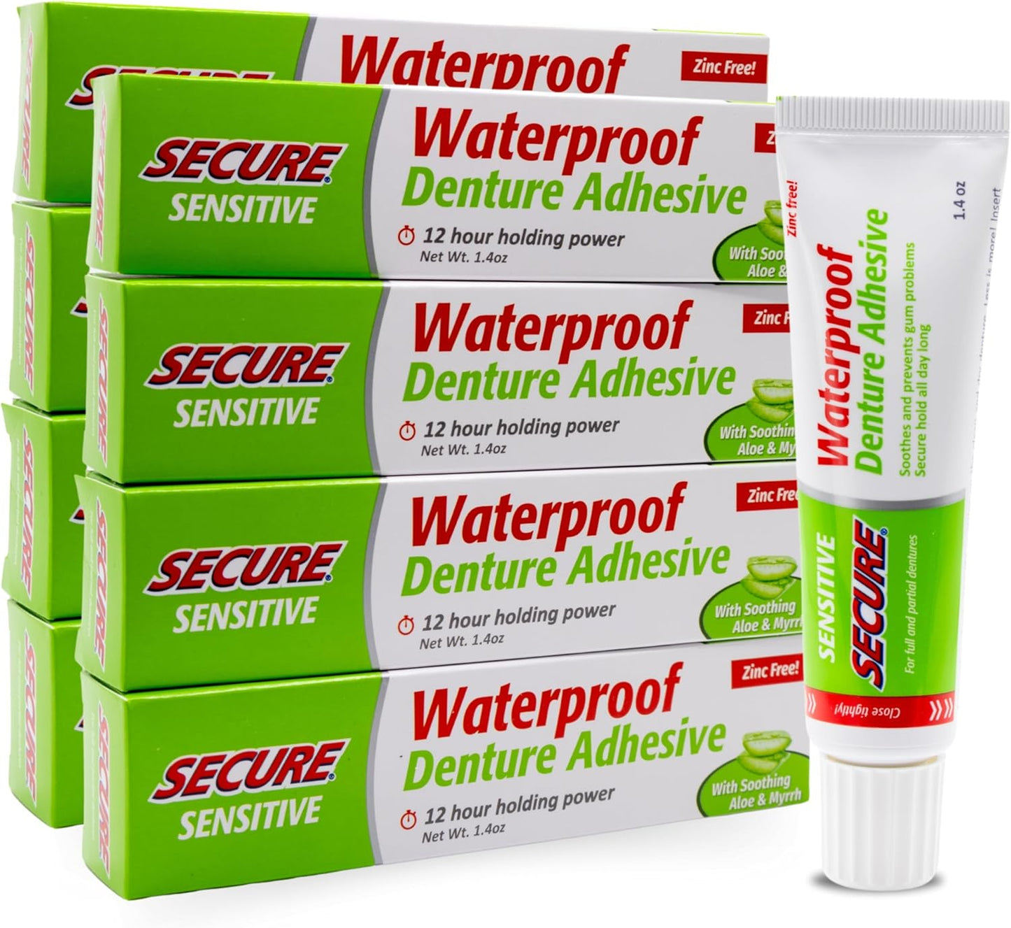 Secure Sensitive Denture Adhesive with Aloe Vera & Myrrh 12-Hour Hold