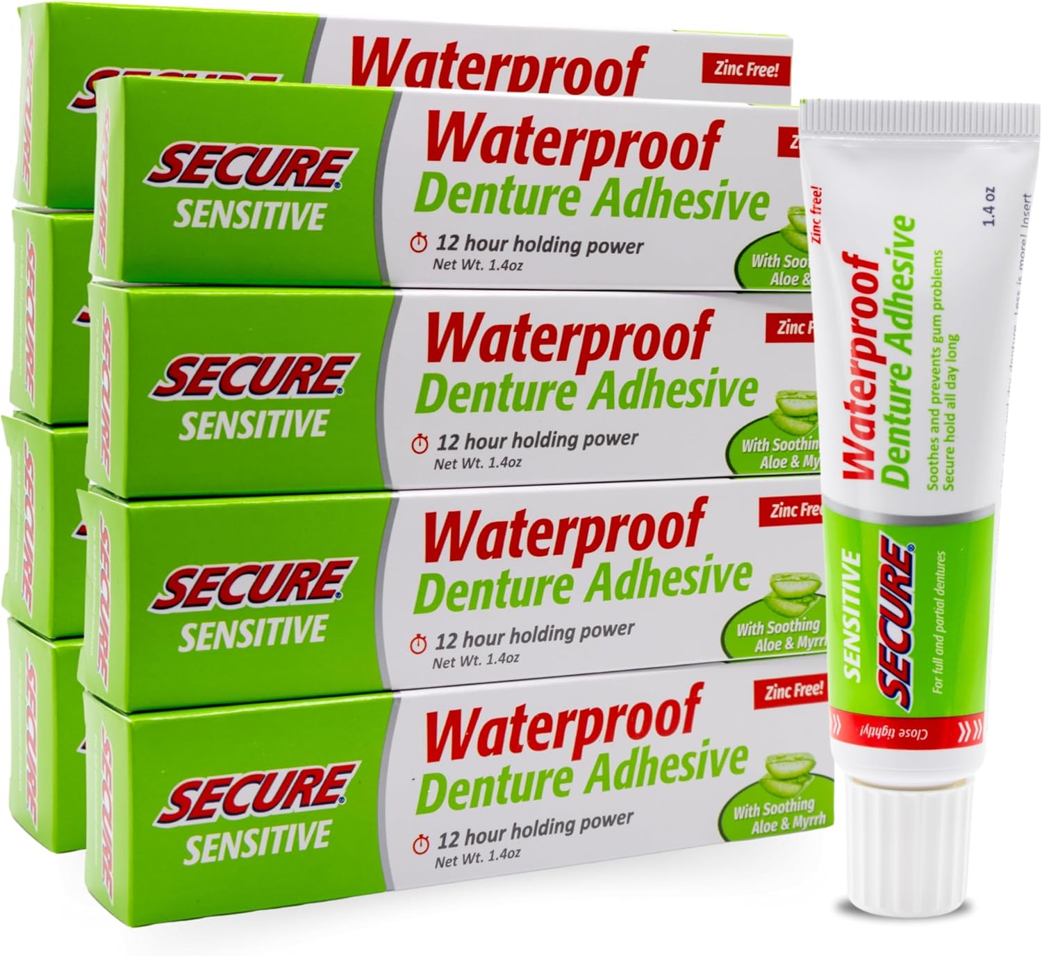 Secure Sensitive Denture Adhesive with Aloe Vera & Myrrh 12-Hour Hold