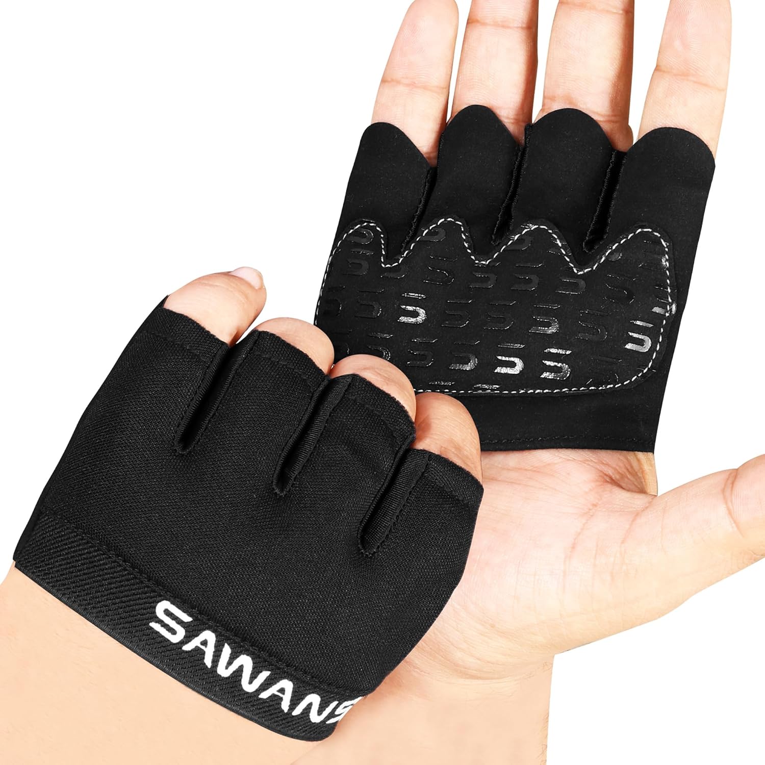 SAWANS Cushion Grip Gym Gloves - Anti-Slip & Finger Protection