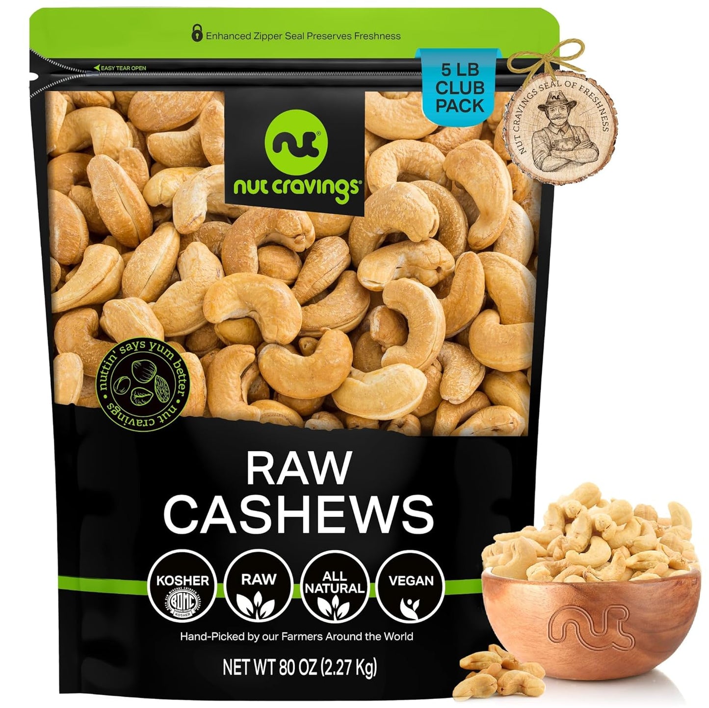 Raw Whole Cashews - Unsalted Shelled Nuts for Healthy Snacking