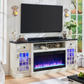 Farmhouse Fireplace TV Stand: LED Lights & Electric Fireplace