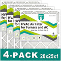 20x25x1 Air Filter MERV 8 (4-Pack) - Long-Lasting Dust Defense