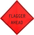 OrangeGear 48 x 48 Flagger Ahead Rollup Sign - MUTCD TTC Compliant
