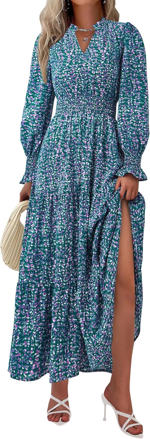 PRETTYGARDEN Women's Floral Maxi Dress for Fall Events