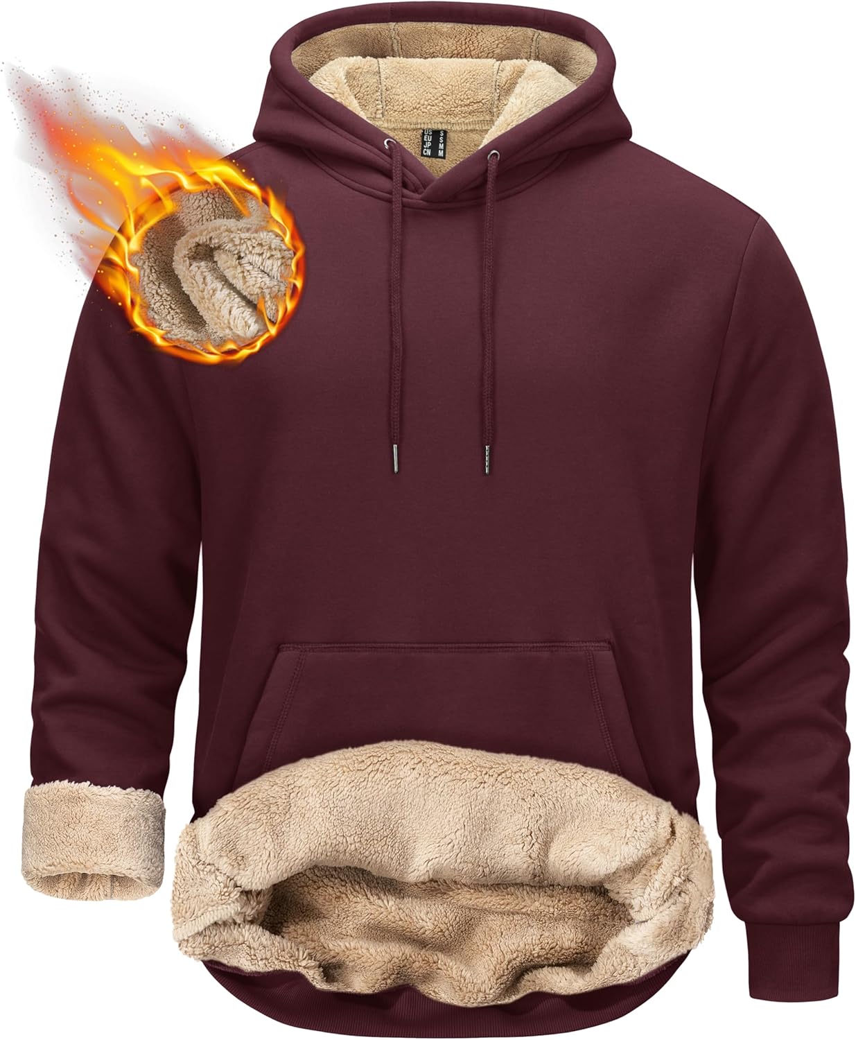 TACVASEN Men's Thick Sherpa Lined Hoodie for Winter Warmth