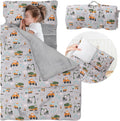 Toddler Nap Mat with Detachable Pillow & Blanket - Plush Roll-Up Nap