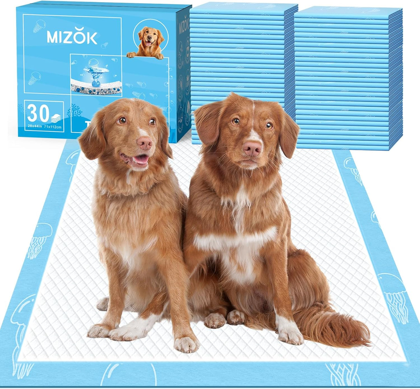 Extra Long Dog Pee Pads with Marine Scented Odor Control 28x44in