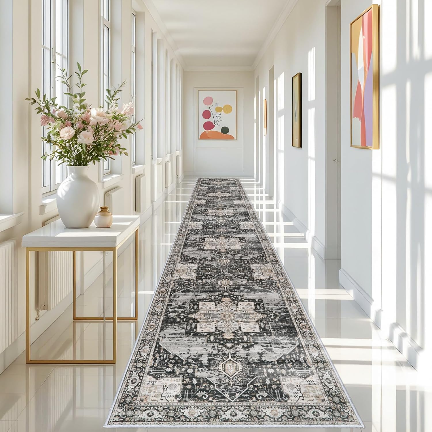 RUUGME Washable Hallway Runner 3x20 - Stain Resistant Carpet