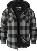 Men's Plaid Sherpa Lined Hoodie Jacket - Warm Everyday Zip Up