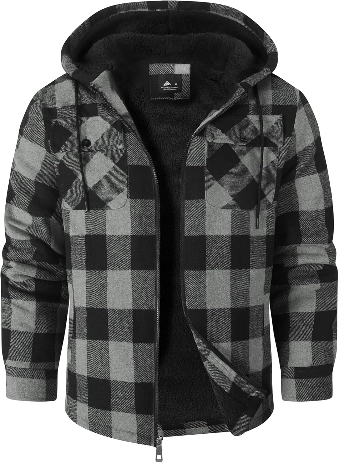 Stylish Men's Hoodie Zip Up Flannel Jacket for Warm Winter Wear