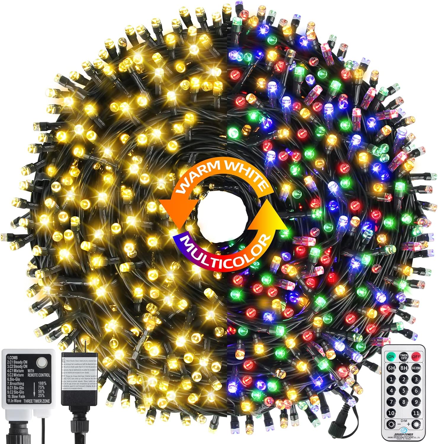 262FT 800 LED Color Changing Christmas Lights for Indoor Outdoor