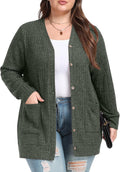 Plus Size Cardigan Open Front Button Down Sweater - Lightweight