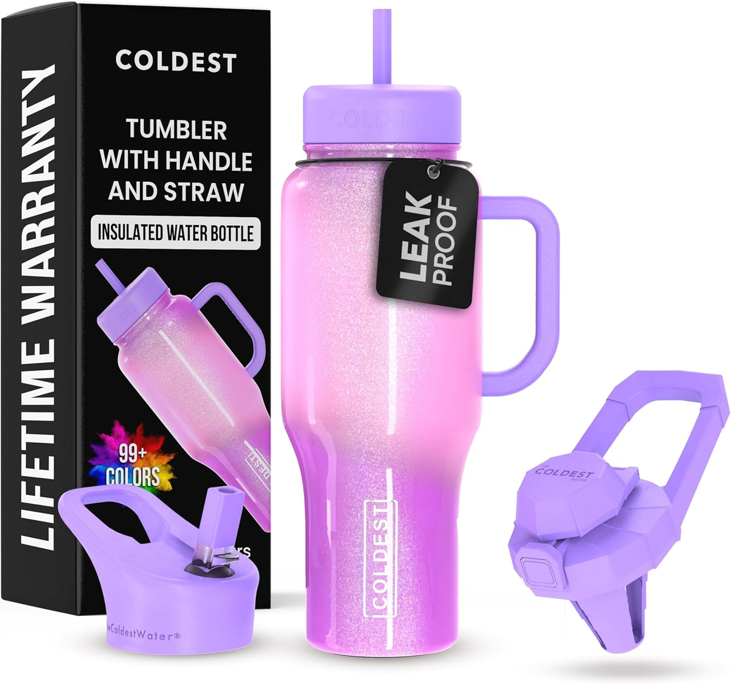 Coldest Tumbler with Handle and Straw - 36 oz Insulated
