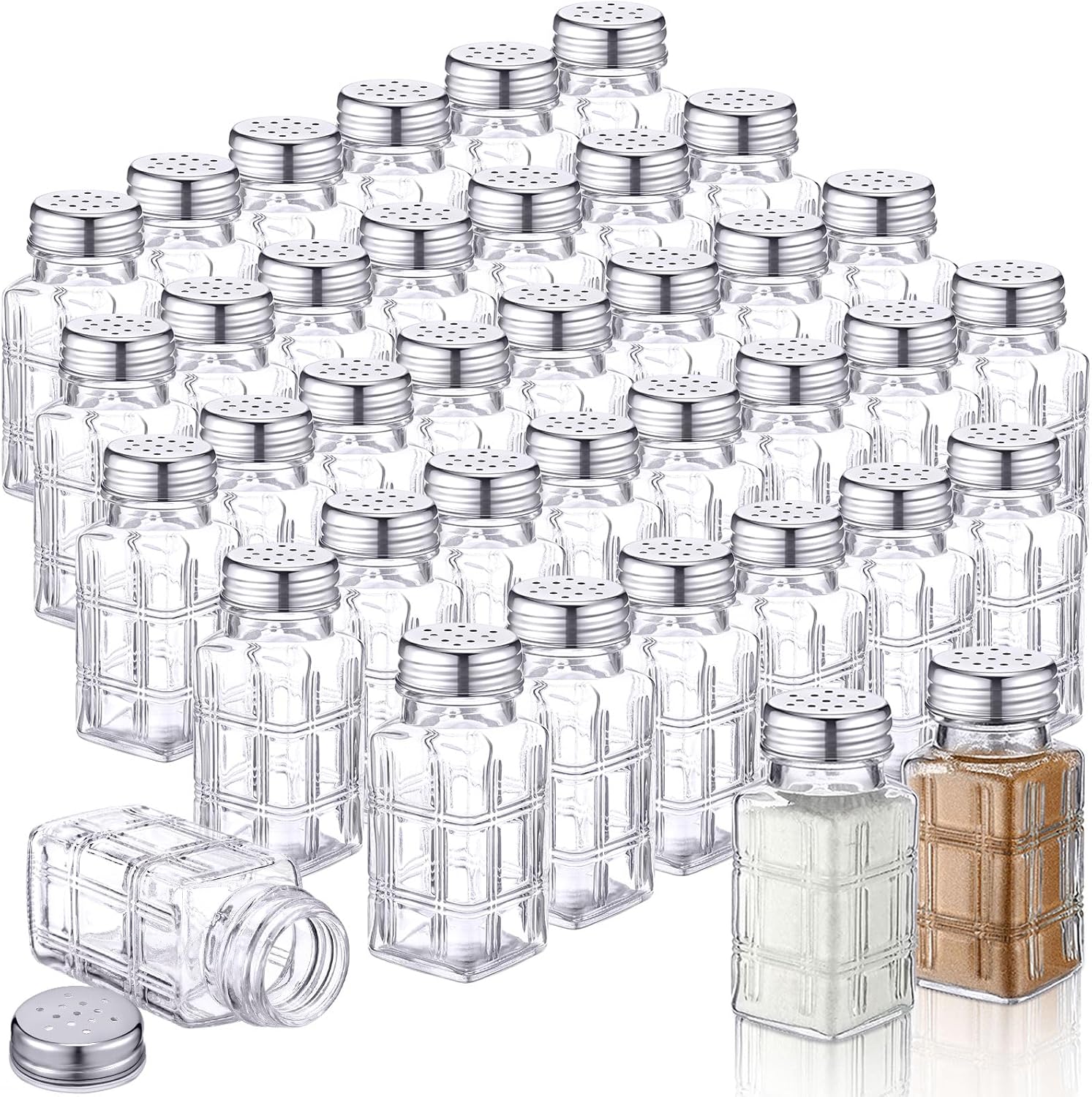 Bokon 48 Pack Glass Salt Shakers for Kitchen and Events