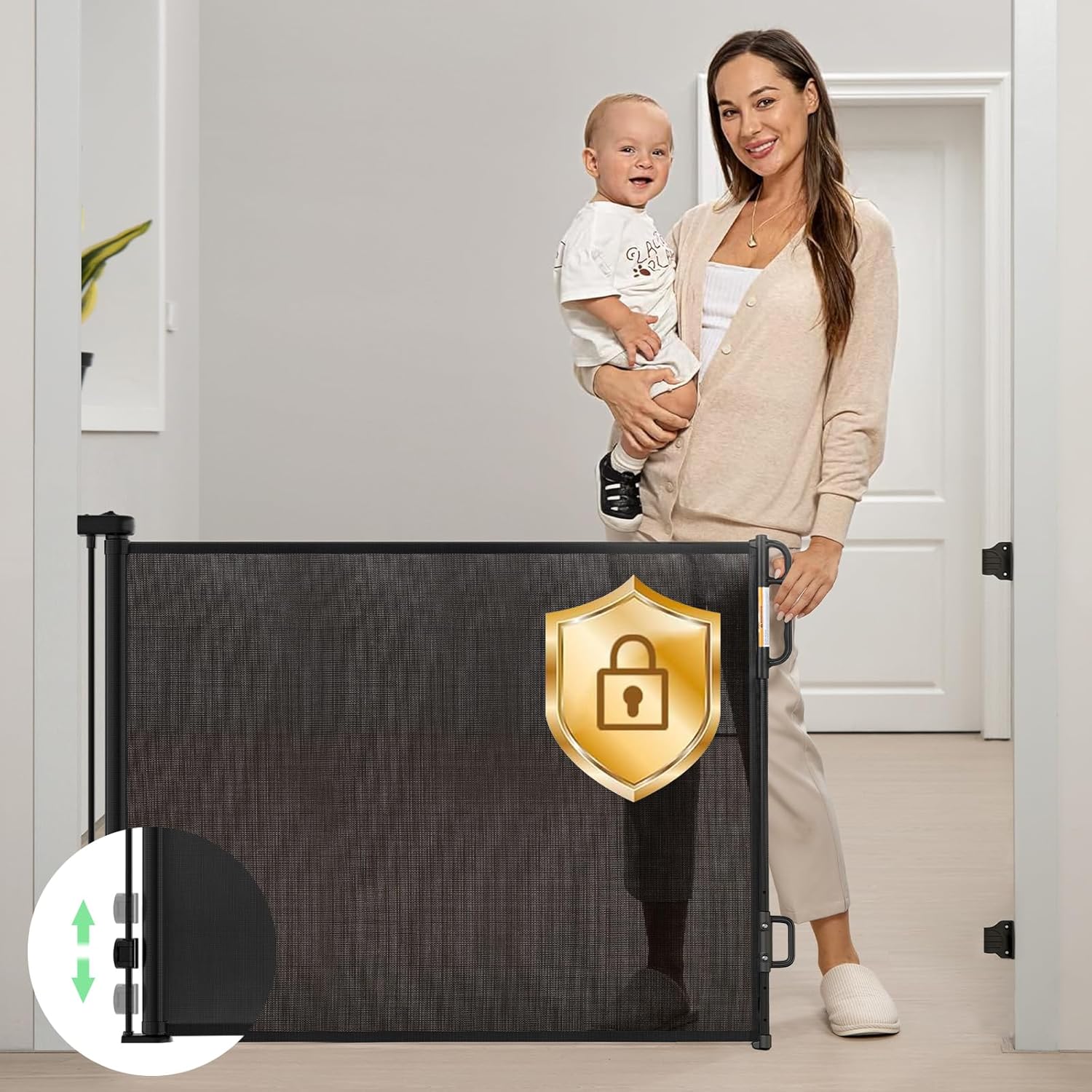Retractable Baby Gate for Doorways, Stairs, and Hallways