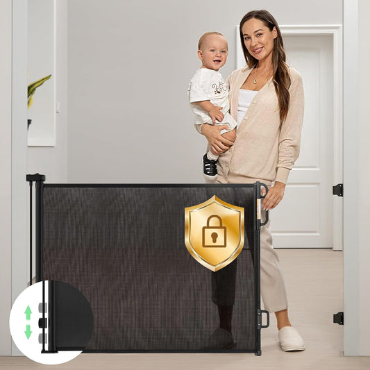 Retractable Baby Gate for Doorways, Stairs, and Hallways