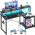 AODK 48 Inch Gaming Desk with LED Lights & Power Outlet