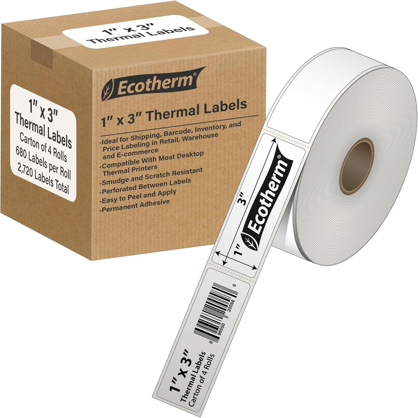 1in x 3in Thermal Labels for Zebra and More - 2720 Labels