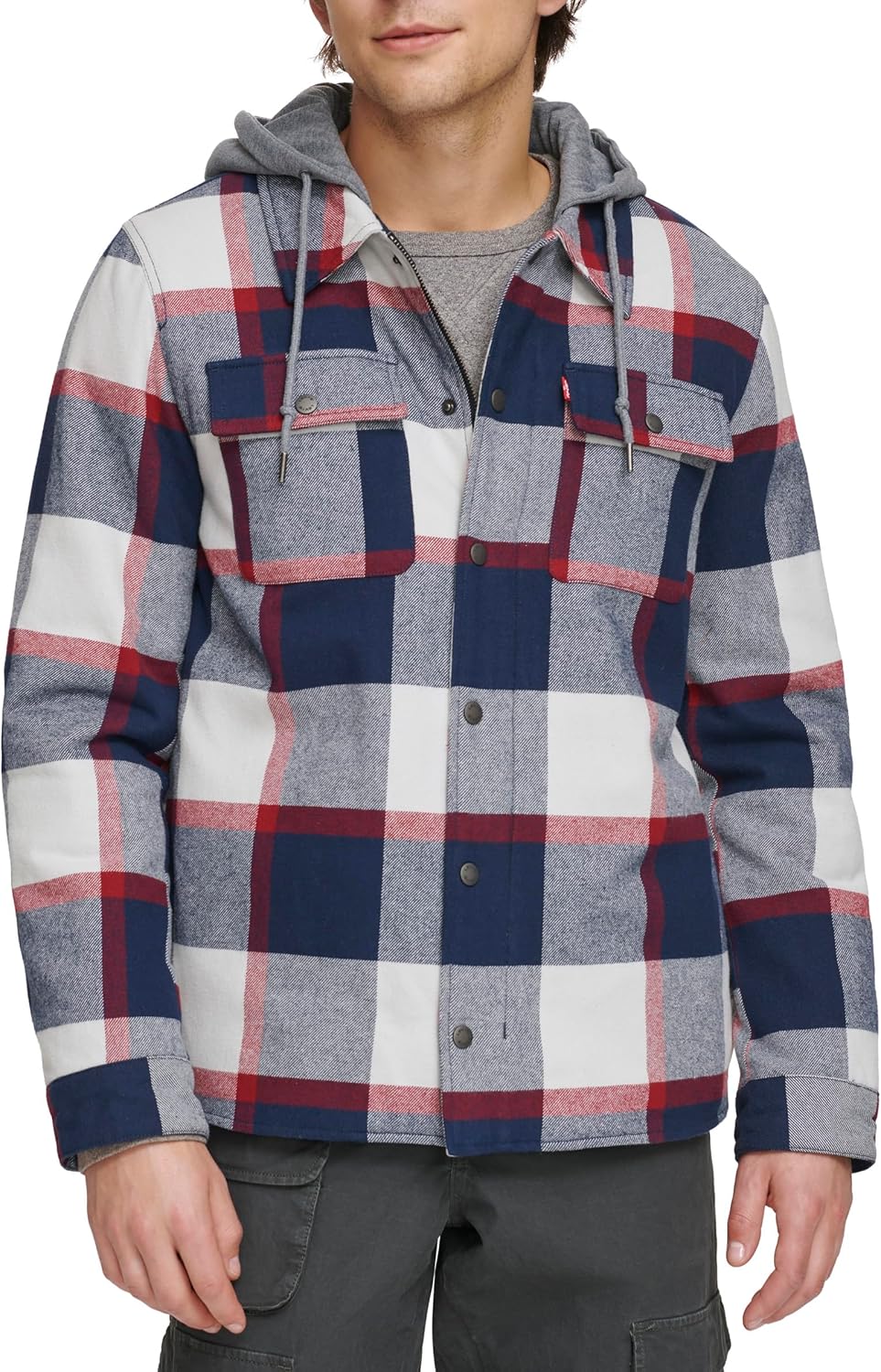 Levi's Plaid Sherpa Lined Hooded Shirt Jacket for Men