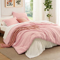 Bedsure Twin Comforter Set - 5 Piece Pink Twin Bedding Set - All
