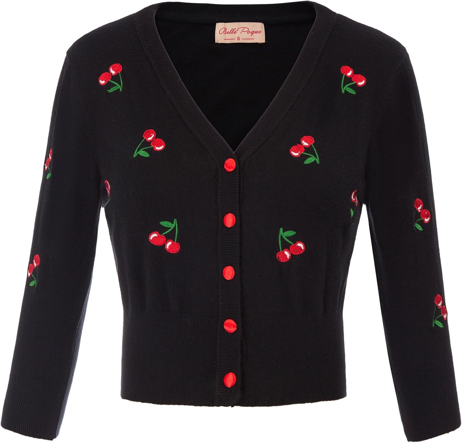 Belle Poque Long Sleeve Cropped Cardigan Sweater for Women