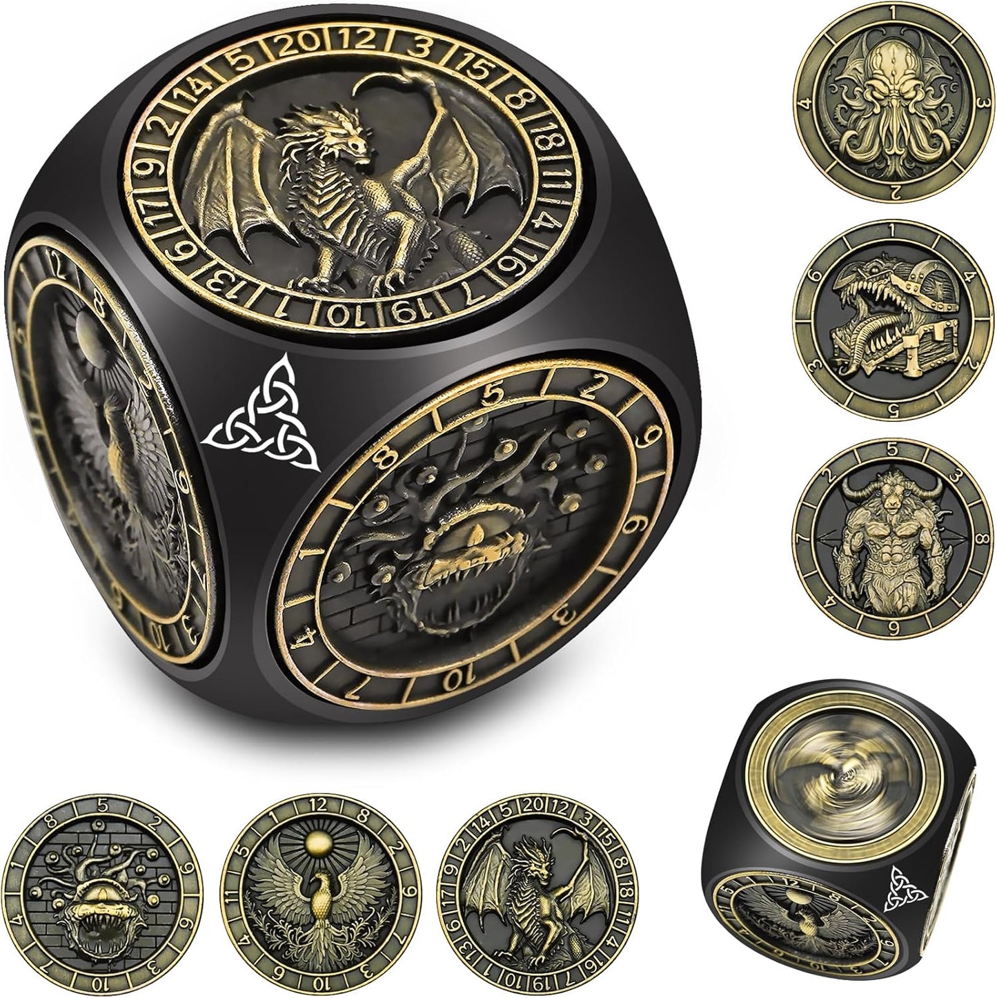 Unique 7-in-1 Spinner Dice Set for Dungeons and Dragons Fun