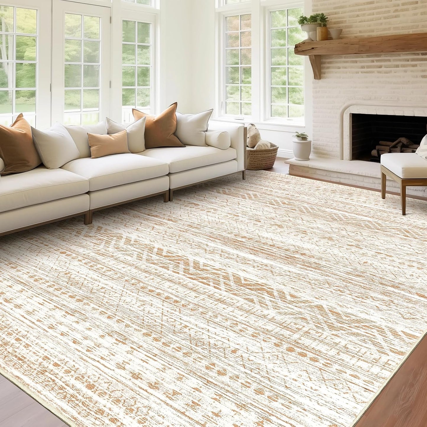 8x10 Area Rug for Living Room - Moroccan Washable Non Slip Carpet