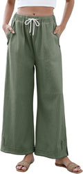 Womens Baggy Wide Leg Palazzo Pants - Breathable Cotton Blend