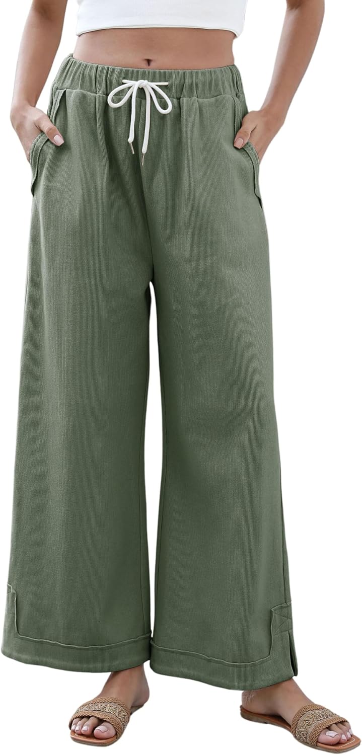 Athlisan Womens Baggy Wide Leg Palazzo Pants for Casual Style