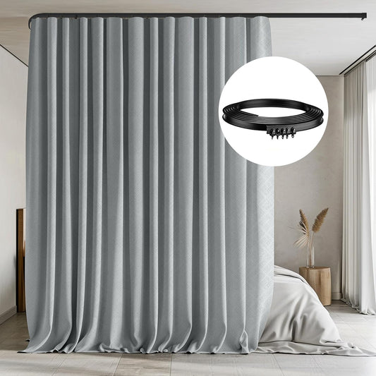 Room Divider Curtains with Flexible Ceiling Tracks for Privacy