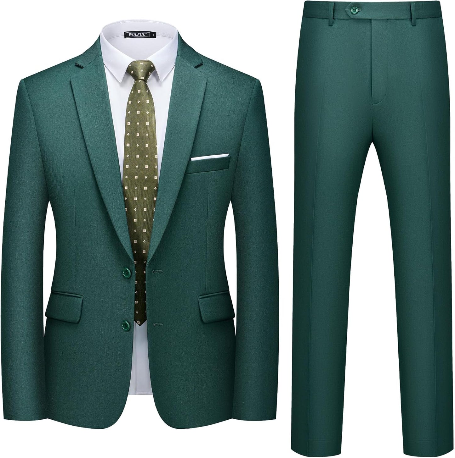WULFUL Men's Slim Fit 2 Piece Suit for Weddings and Business Events