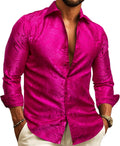 Mens Western Silk Paisley Button Down Dress Shirt (Style M3R3)