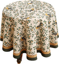 patdrea Vintage Linen Round Table Cloth 67in - Durable Breathable