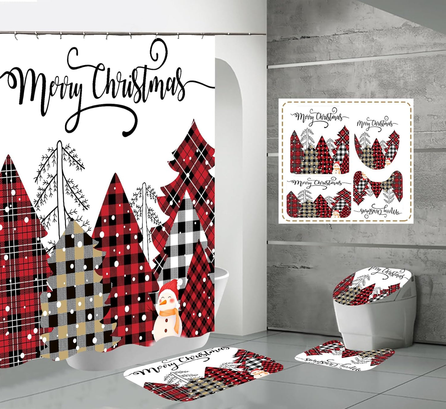 Waterproof Christmas Shower Set - Festive Bathroom Upgrade!
