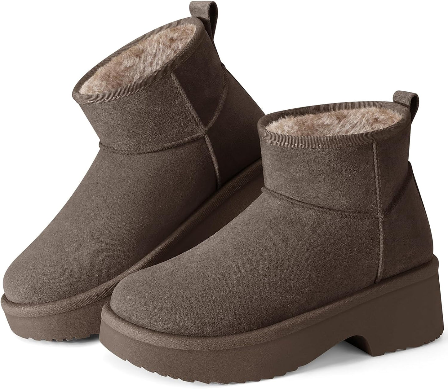 SHIBEVER Winter Ankle Boots Women Platform Suede Snow Booties