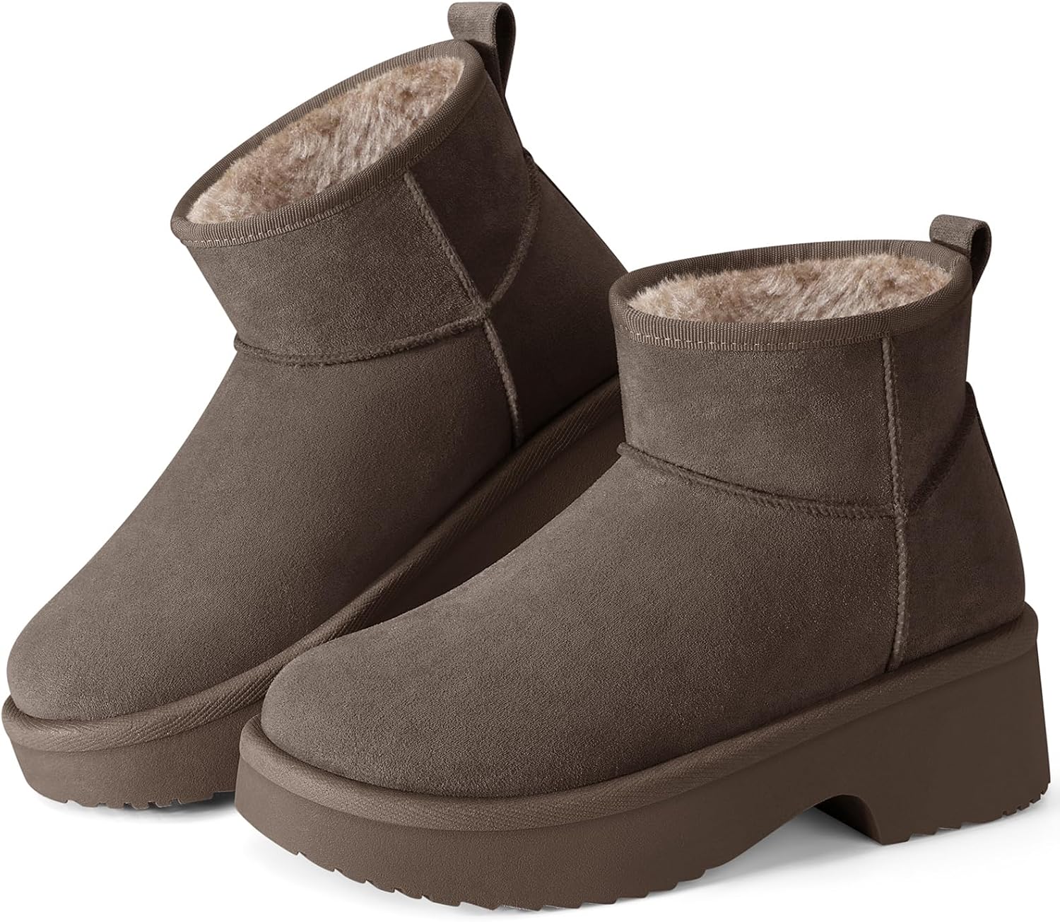 SHIBEVER Winter Ankle Boots Women Platform Suede Snow Booties